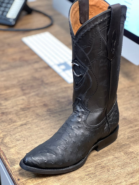 Black ostrich roper boots sale