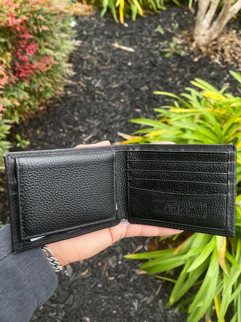 Black Leather Bifold Money Clip Wallet