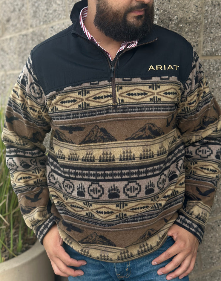 Ariat Basis 2.0 1/4 Zip Sweatshirt (Brown Scenic Serape)