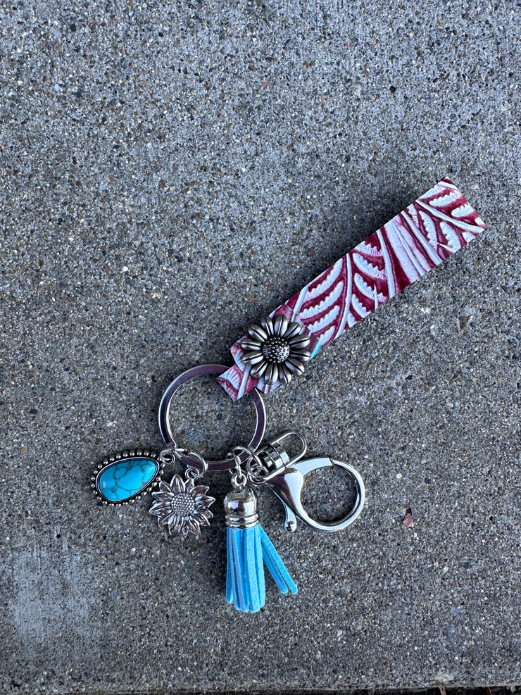 Tooled Sunflower Keychain