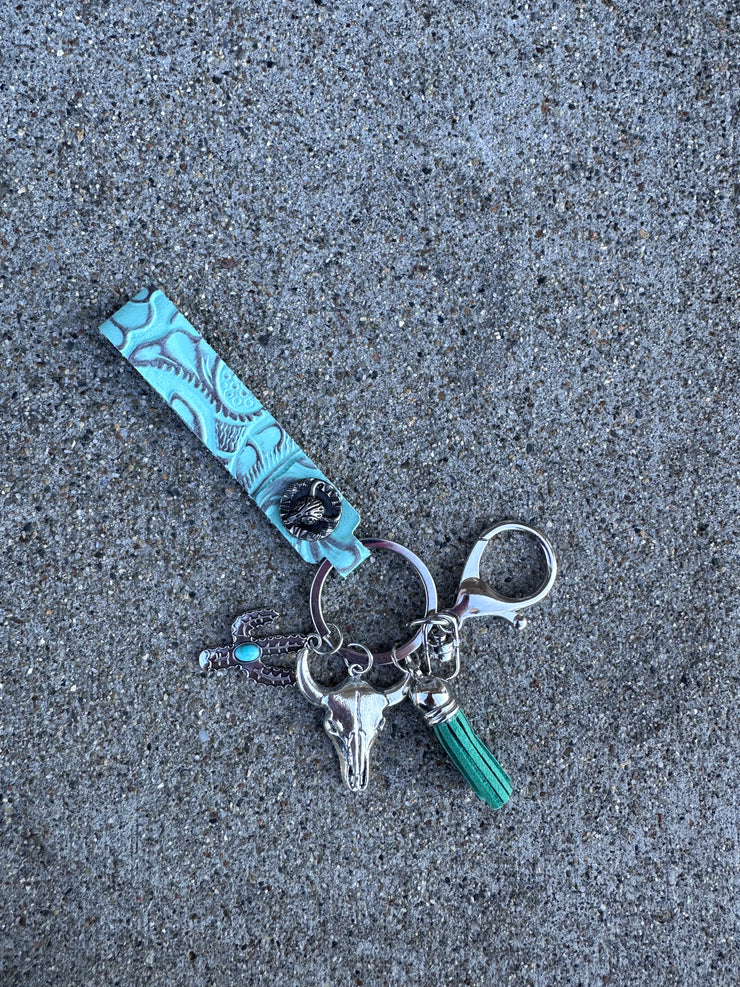 Tooled Western Keychain Turquoise