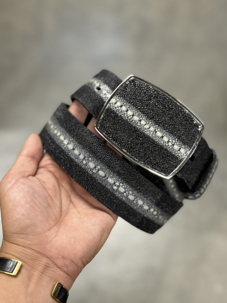 Los Altos Black Rowtone Stingray Laser Design Casual Belt (Mantarraya Negro)