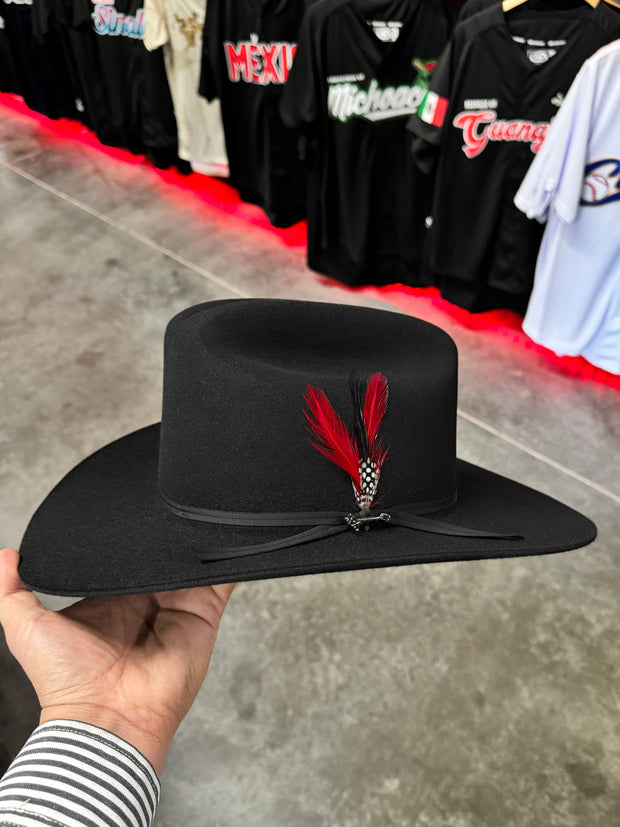 Stetson 6x Spartan Black Cowboy Felt Hat Sinaloa (Copa Chica Falda/Brim 3.5") (DIAMANTE ROJA)