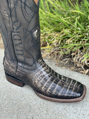 Cuadra Piel de Caiman Belly Rodeo Toe Atlantic Negro - CU745