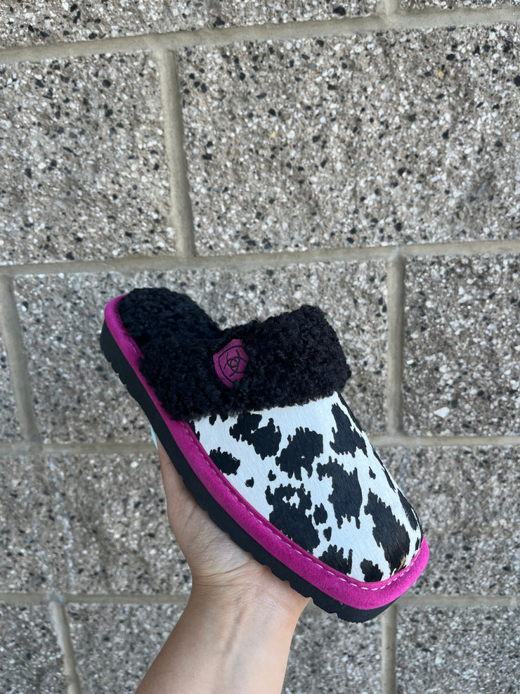 Silversmith Pink Cowprint Square Toe Women Slippers