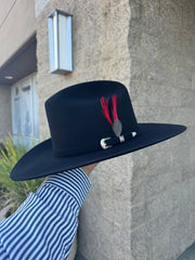 Twinstone 6x Rancher Black Felt Hat Horma SINALOA (Copa Mediana Falda/Brim 3.5") Diamante ROJO