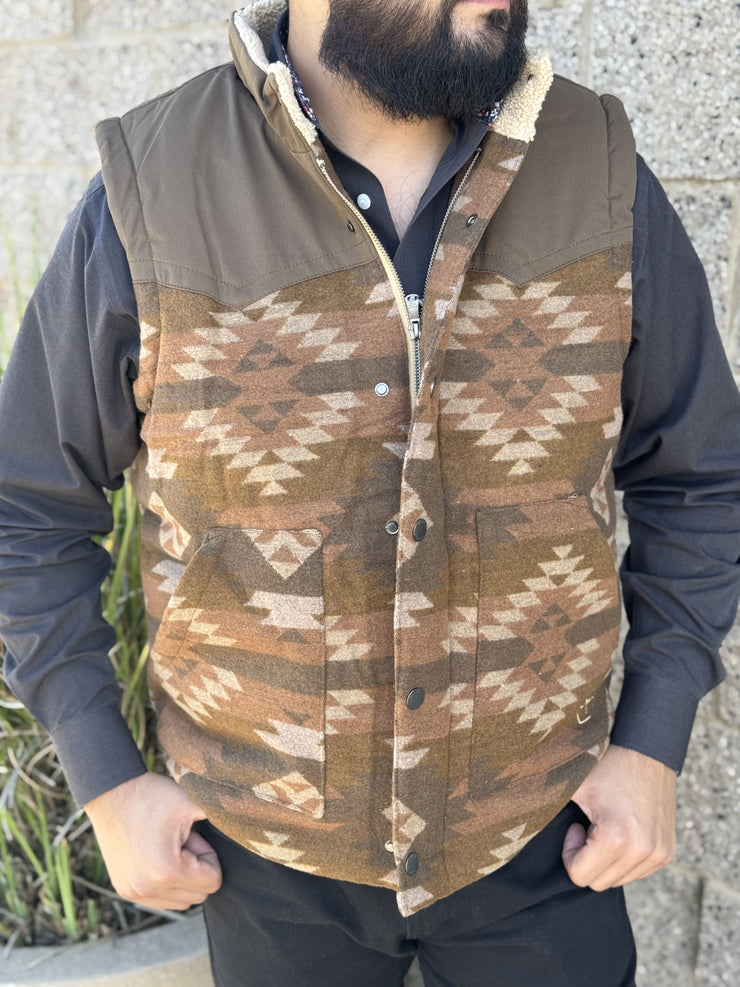 Platini Aztec Brown Puffy Vest - AZV10337