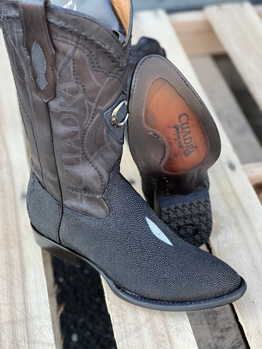 Cuadra Stingray Mantarraya Black Semi Oval Toe Cowboy Boots Guadalajara Western Wear