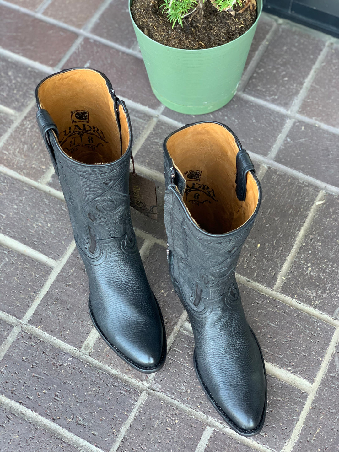 Womens cowboy fashion boots with zipper on the side