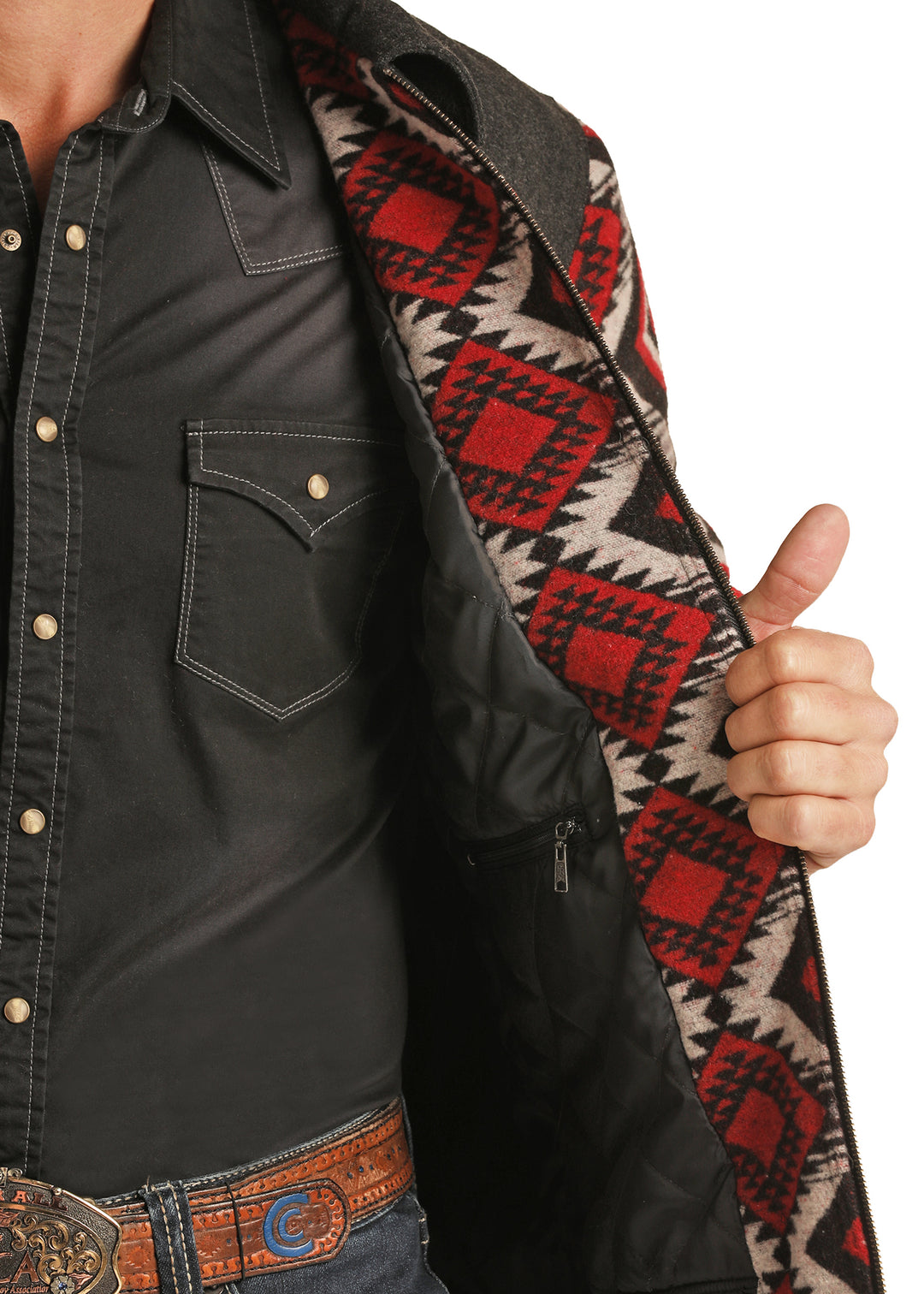 Panhandle Men s Red Aztec Wool Coat