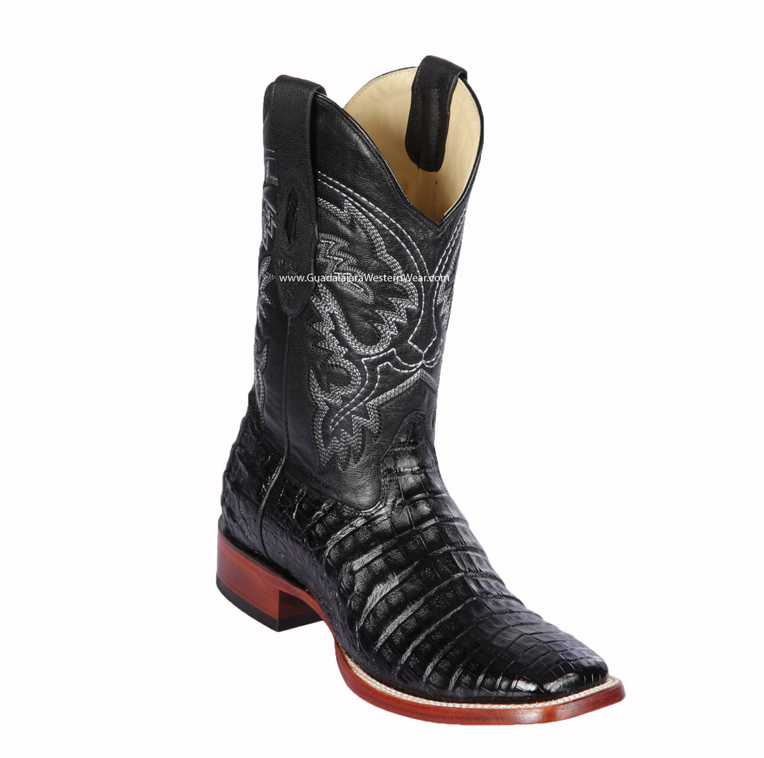 Black caiman cowboy boots best sale